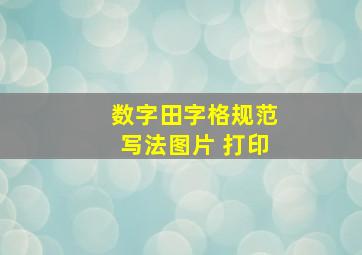 数字田字格规范写法图片 打印